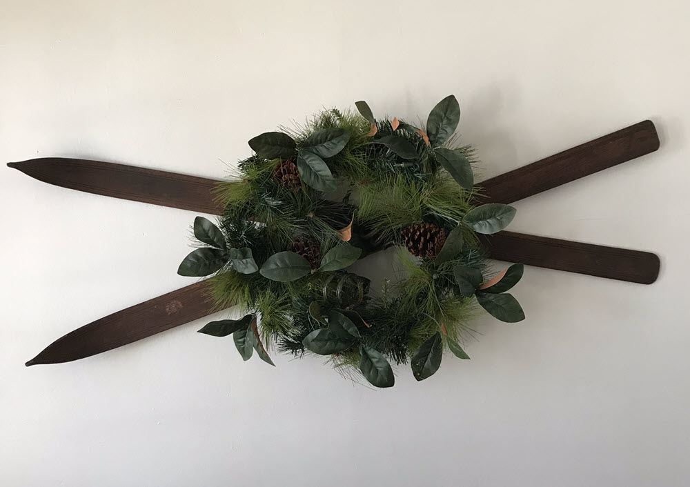 Wreath with Antique Skis